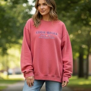Vintage Eddie Bauer 80s 90s Oversized Crewneck Sweatshirt Mens XL washed out red